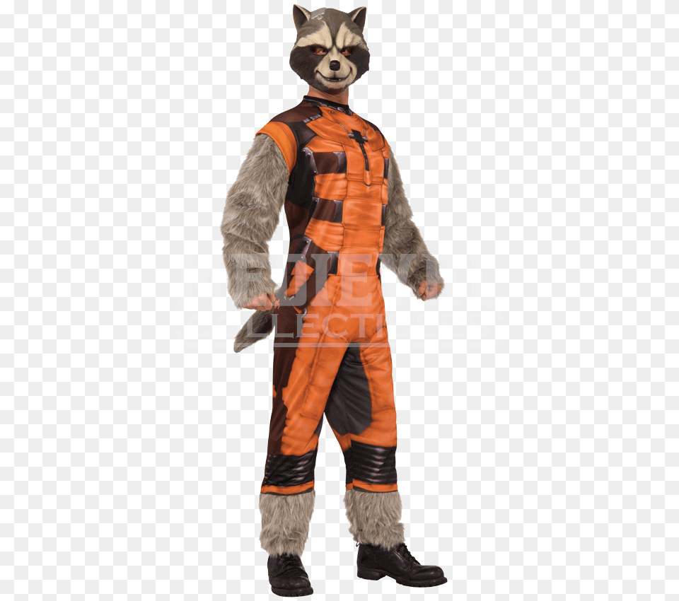 Adult Deluxe Rocket Raccoon Costume, Clothing, Person, Male, Man Free Png