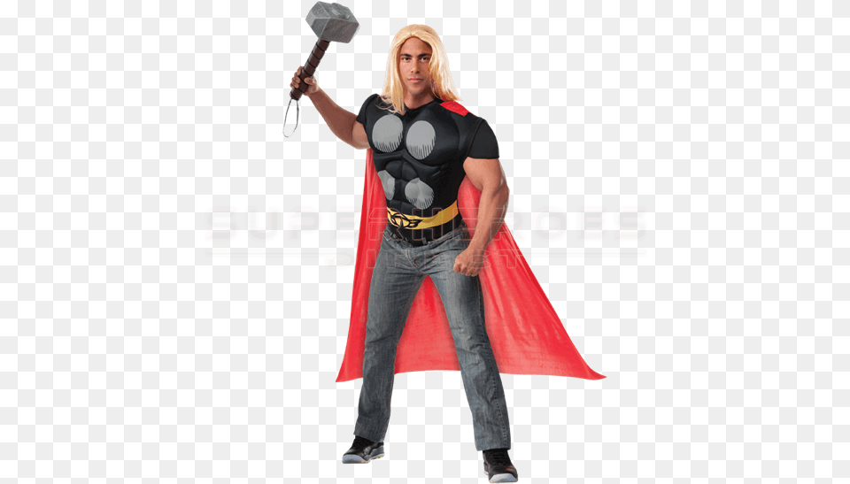Adult Deluxe Thor Costume Top With Cape Thor Costume, Clothing, Person, Fashion, Female Free Png Download