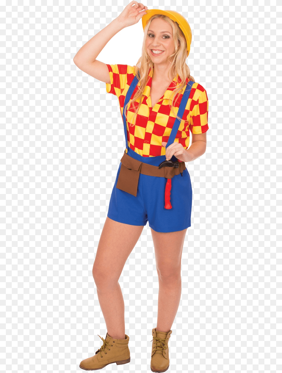 Adult Female Bob The Builder Costume Bob The Builder Costume For Adults, Clothing, Person, Shorts, Woman Free Png