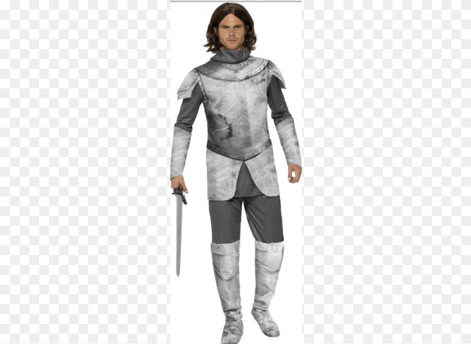 Adult Knight Costume, Clothing, Person, Weapon, Sword Png Image