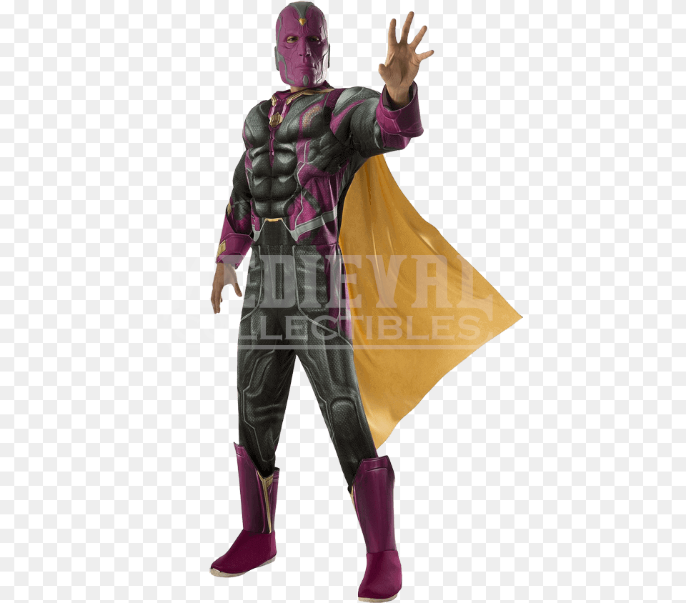 Adult Marvel Civil War Deluxe Vision Costume Vision Avengers Costume, Male, Man, Person, Cape Free Png