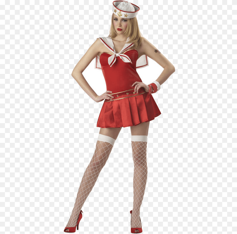 Adult Nautical Star Sailor Costume Sailor Girl Costume, Clothing, Person, Skirt, Woman Free Png
