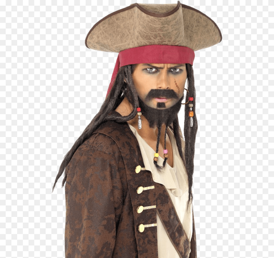 Adult Pirate Hat With Hair Pirate Hat, Clothing, Person, Man, Male Png
