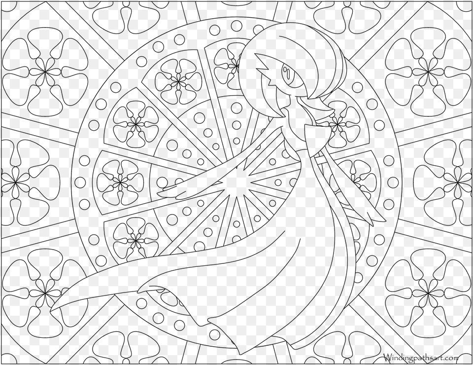 Adult Pokemon Coloring Page, Gray Png