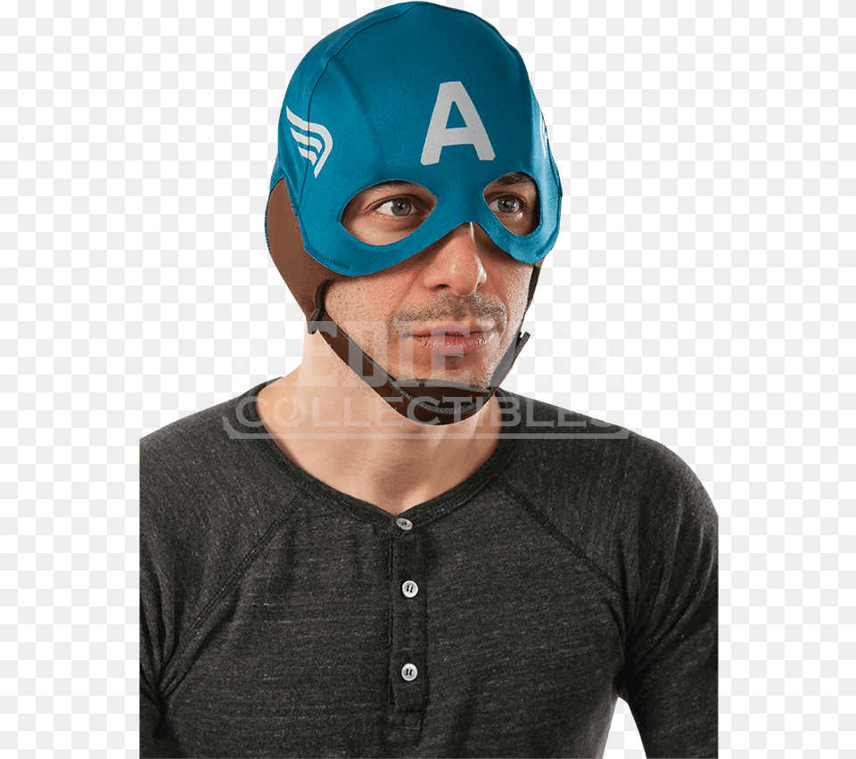 Adult Retro Captain America Mask Captain America Mask By Fabric, Person, Man, Male, Hat Png