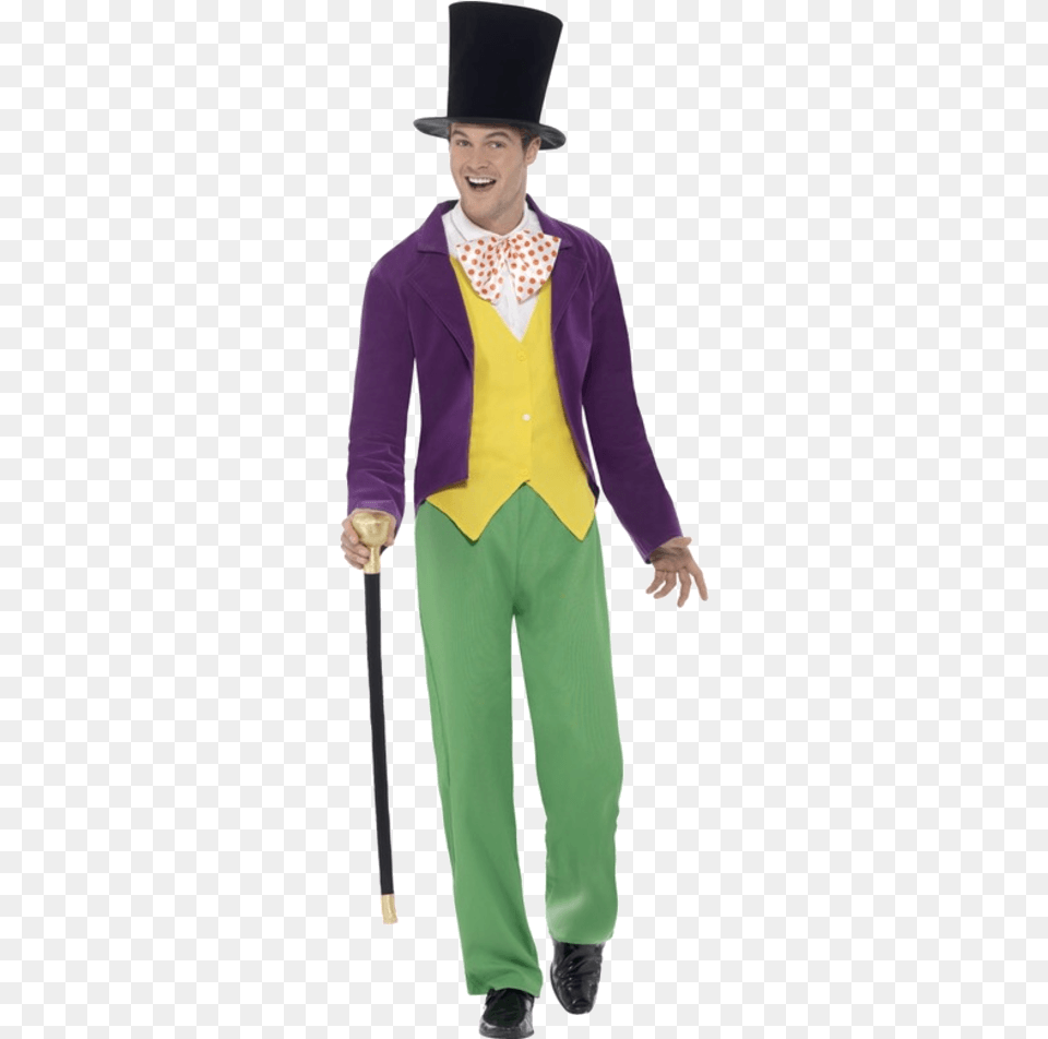 Adult Roald Dahl Willy Wonka Costume Mr Willy Wonka Costume, Clothing, Person, Sleeve, Man Free Png Download