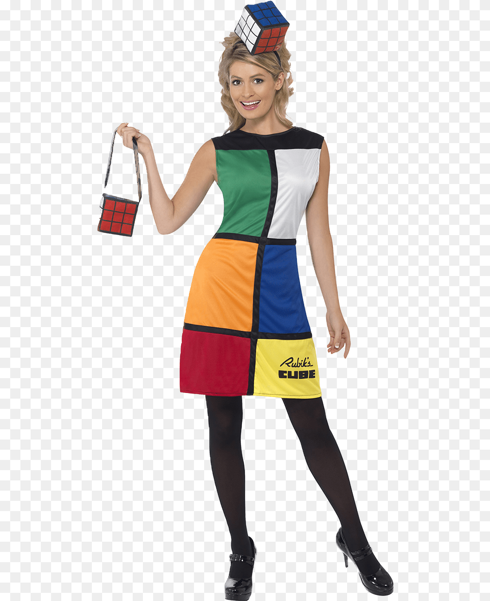 Adult Rubikquots Cube Costume Rubix Cube Fancy Dress, Person, Clothing, Accessories, Handbag Png Image