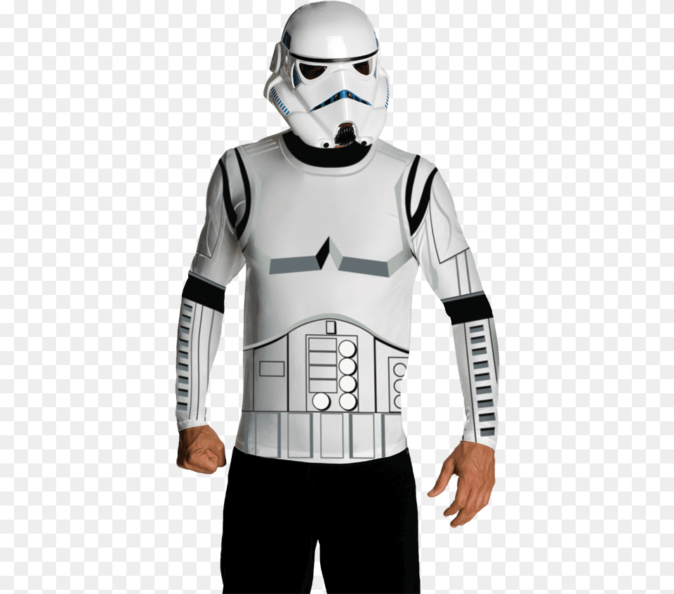 Adult Stormtrooper Costume Top With Mask Tee Shirt Costume Stormtrooper, Helmet, Male, Man, Person Free Transparent Png