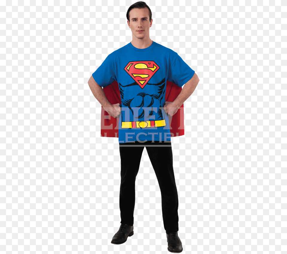 Adult Superman Cape T Shirt, Clothing, T-shirt, Male, Man Free Png