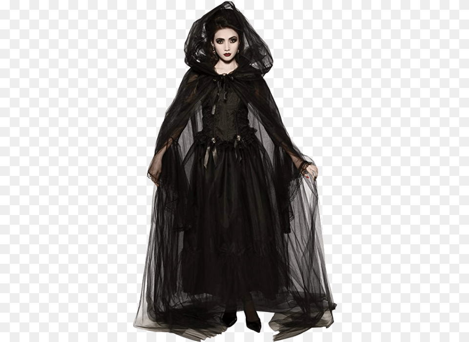 Adult Witch Black Halloween Costumes Costumes With Black Cape, Clothing, Coat, Fashion, Female Free Png