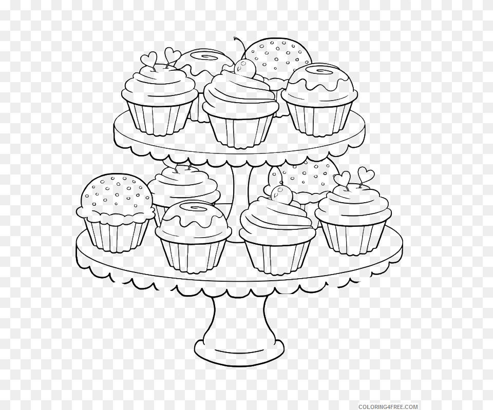 Adults Coloring Pictures Cupcake, Cake, Cream, Dessert, Food Free Png