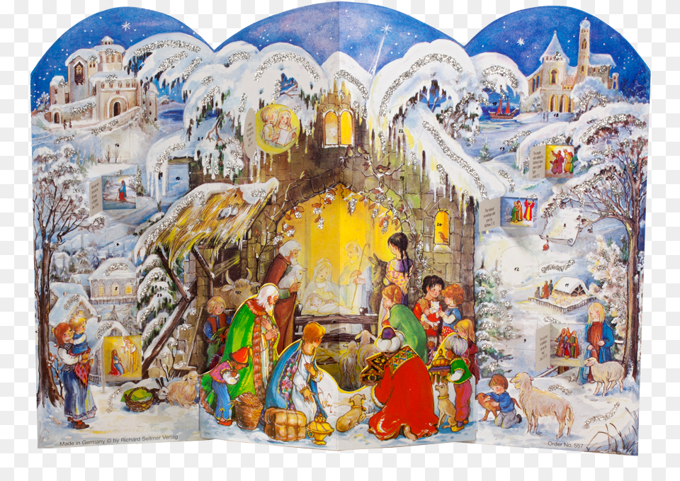 Advent Calendar Nativity Scene Traditional Advent Calendars, Art, Painting, Person, Baby Free Transparent Png