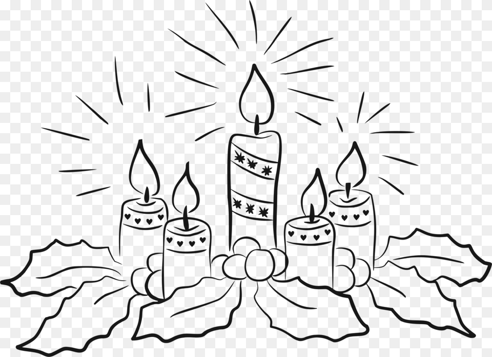 Advent Candle Christmas Advent Wreath Commercial Christmas Candles Clipart Black And White, Gray Free Transparent Png