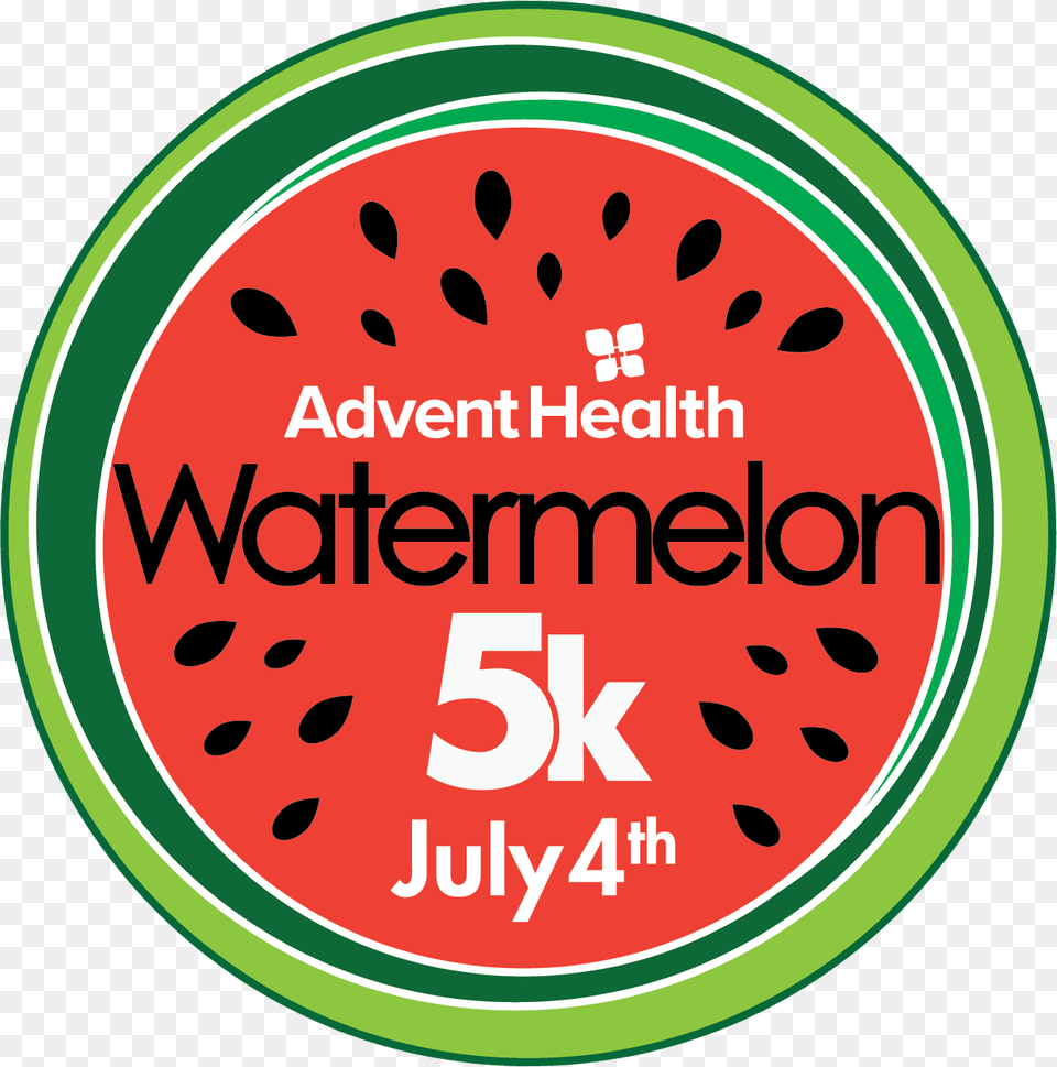 Adventhealth Watermelon 5k July 4th Logo Watermelon, Food, Fruit, Plant, Produce Png