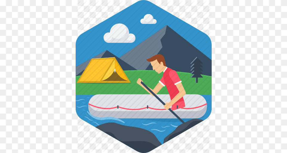 Adventure Boat Boating Camping Outdoor Rafting River Icon, Vehicle, Transportation, Watercraft, Dinghy Png Image