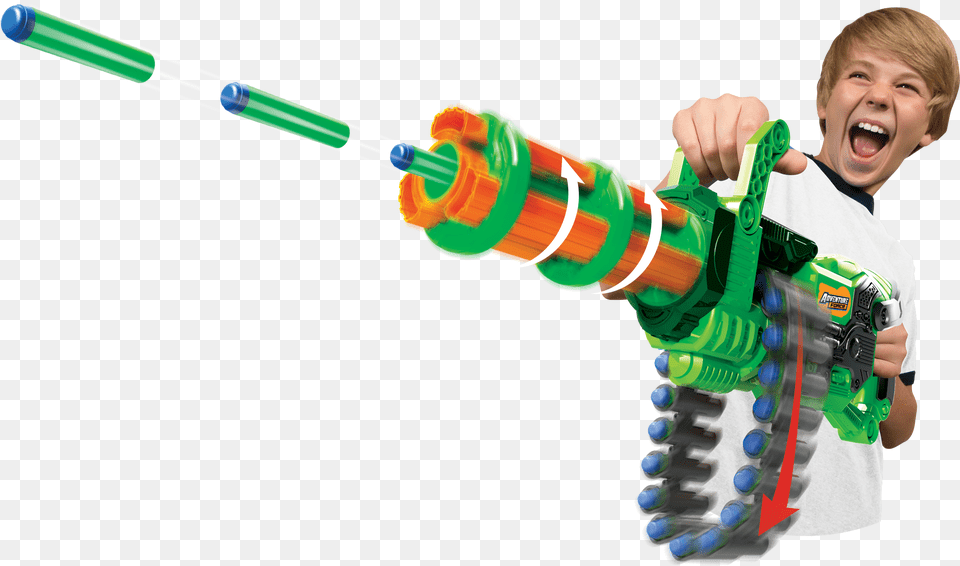 Adventure Force Scorpion Rotating Barrel Auto Gatling Nerf Gun Chain Gun, Boy, Child, Male, Person Png Image