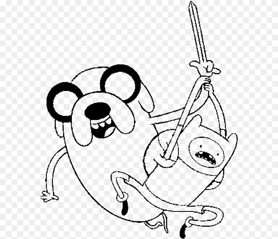 Adventure Time Finn And Jake Attacked Coloring Pages Finn And Jake Coloring Page, Stencil, Art Free Transparent Png