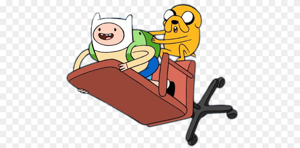 Adventure Time Finn And Jake Flying Around On A Desk Chair, Cartoon, Face, Head, Person Free Png Download