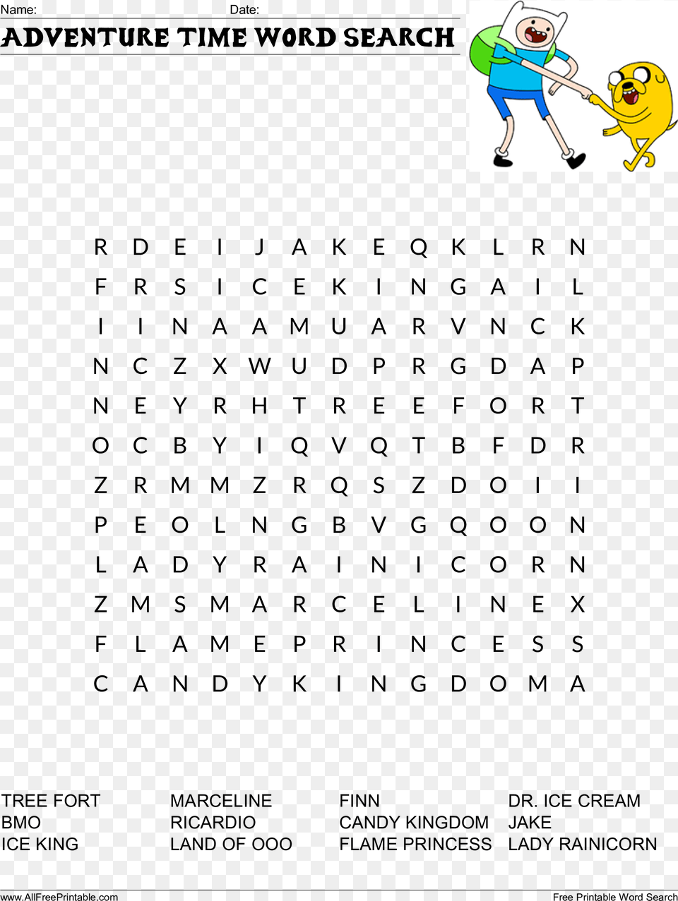 Adventure Time Word Search Main Time Word Search Printable, Baby, Person, Book, Comics Free Transparent Png