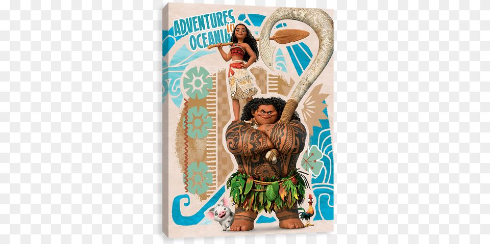 Adventures In Oceania Vaiana Vaiana Amp Maui Poster, Adult, Female, Person, Woman Free Png
