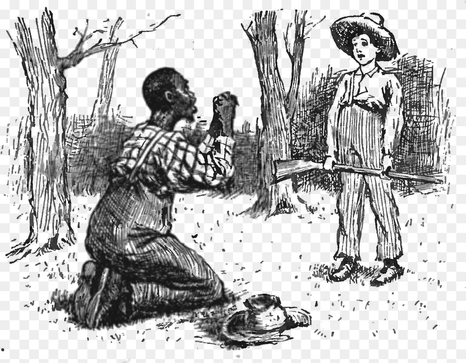 Adventures Of Huckleberry Finn 1885 P67 Huckleberry Finn 1885 Njim And The Ghost Drawing By, Gray Free Transparent Png