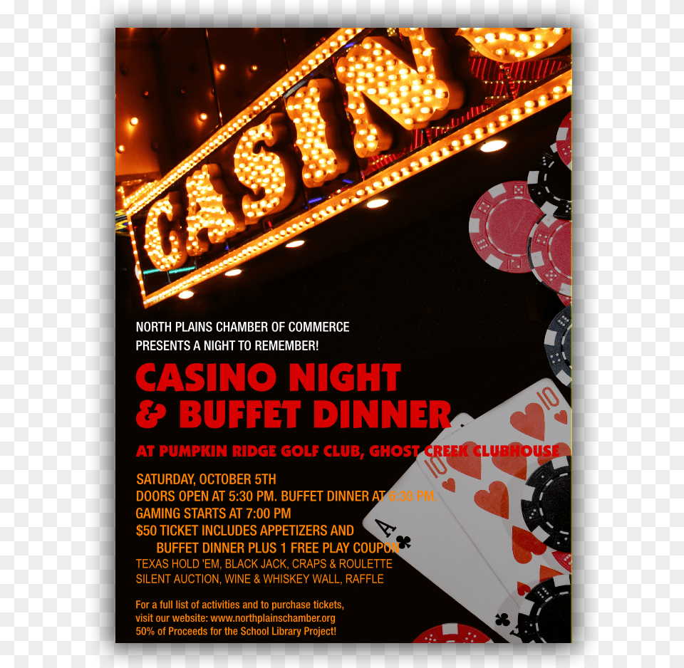 Advertisement For Casino Night Amp Buffet Dinner Flyer, Poster Png Image