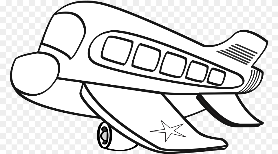 Aereo Militare Funny Airplane Black White Line Art Clip Art Airplane Black And White, Aircraft, Transportation, Vehicle Free Png Download