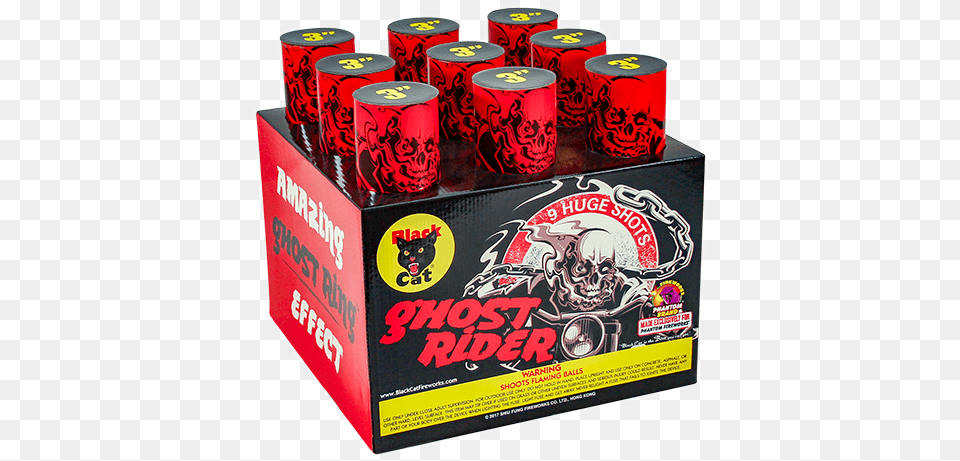 Aerial Finale Racks Ghost Rider 9 Shot Phantom Fireworks Black Cat, Alcohol, Beer, Beverage, Cup Free Png Download