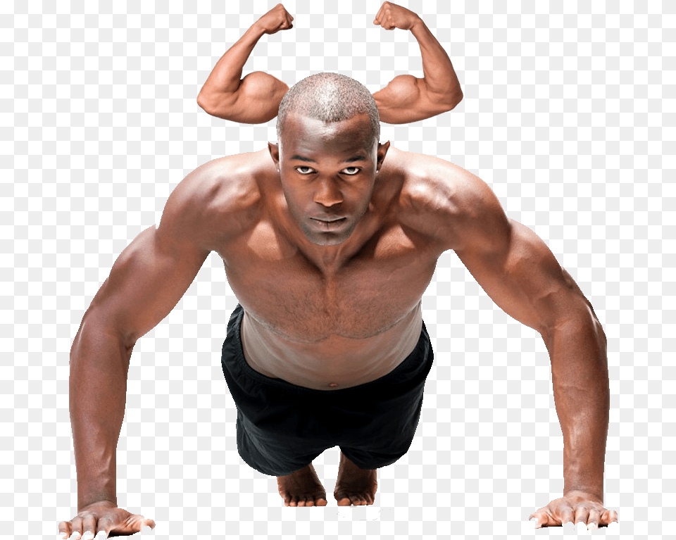 Aerobic Exercise Push Up Man Black African American Man Working Out, Adult, Person, Male, Head Png
