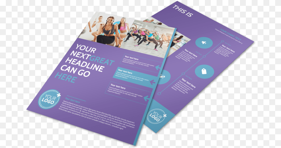Aerobics Class Flyer Template Preview Flyer, Advertisement, Poster, Person, Girl Png Image