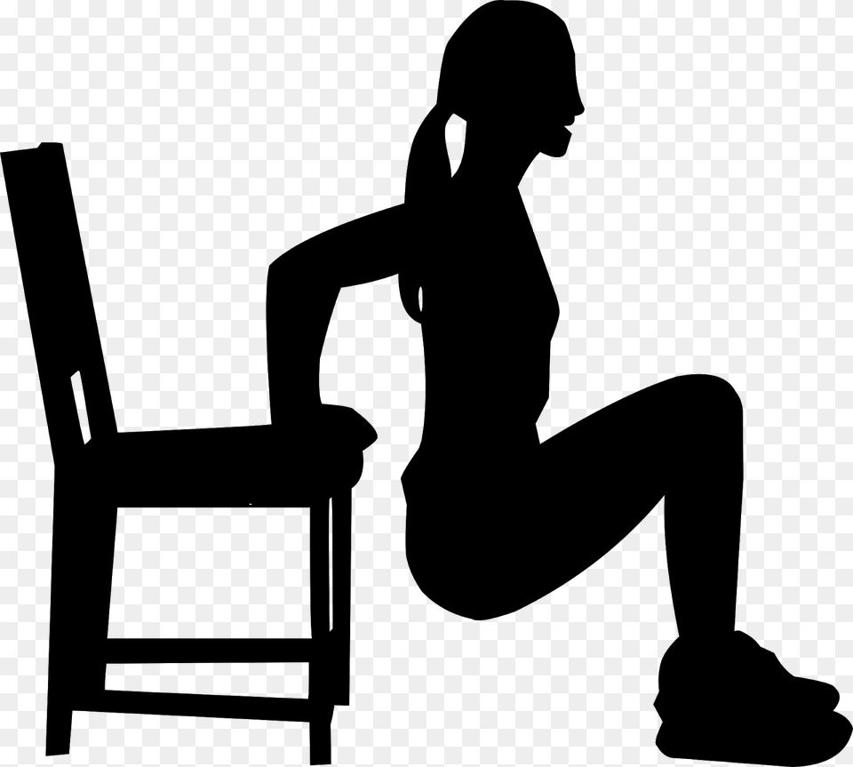 Aerobics Exercise Silhouette Woman Body Chair Exercise With Chair Silhouette, Gray Free Transparent Png