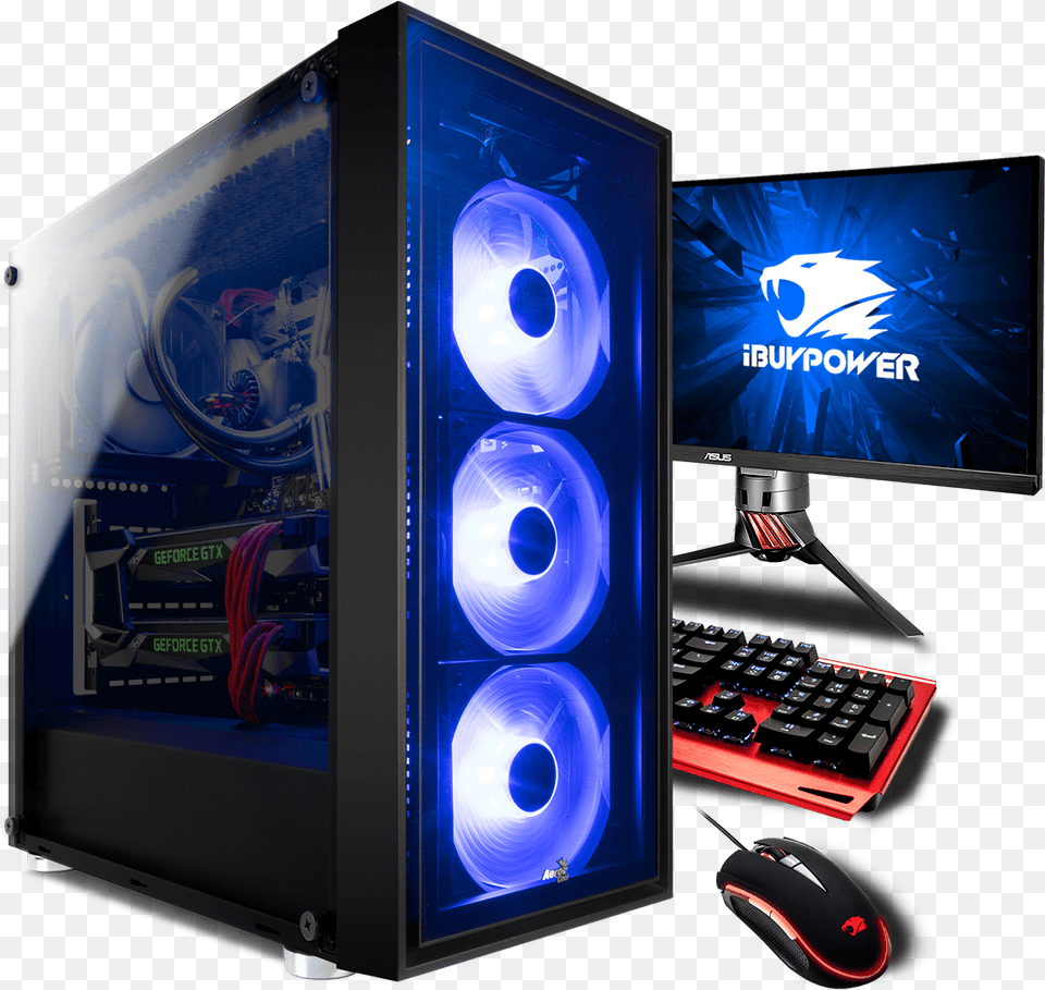 Aerocool Quartz Blue Front And Side Tempered Glass Gaming Pc Ibuypower, Computer Hardware, Electronics, Hardware, Computer Free Png