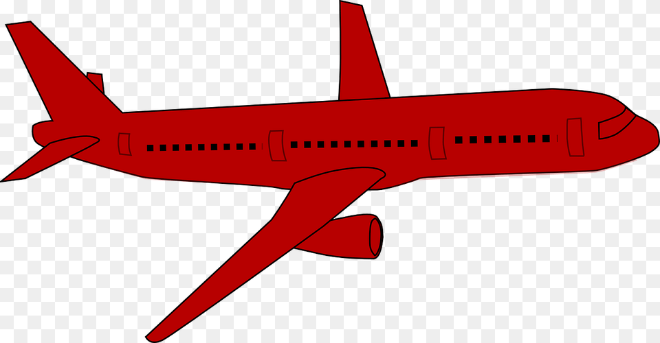 Aeroplane Red, Aircraft, Airliner, Airplane, Transportation Png