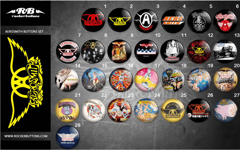 Aerosmith Aerosmith Button Collection Aerosmith, Badge, Logo, Symbol, Sport Free Png Download