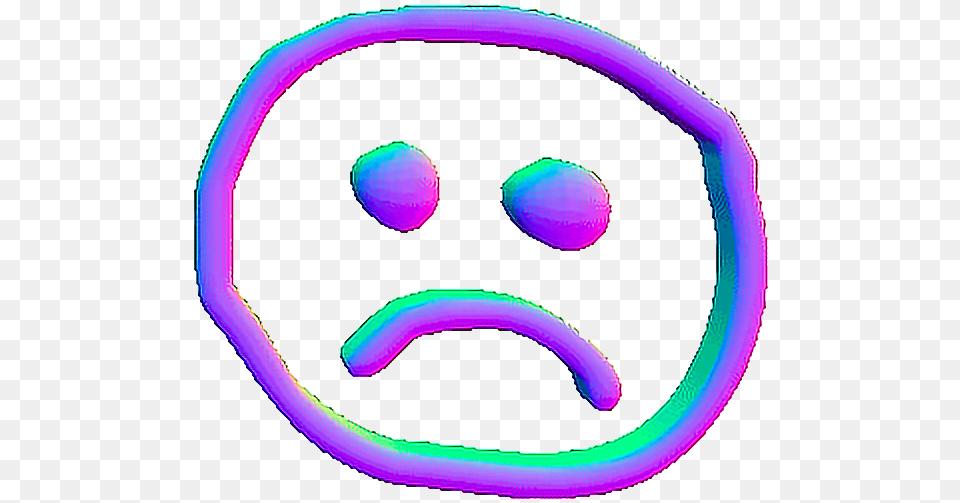 Aestetic Vaporwave Rainbow 3d Sad Face Green Aesthetic Sad Face, Purple, Light, Clothing, Hardhat Png