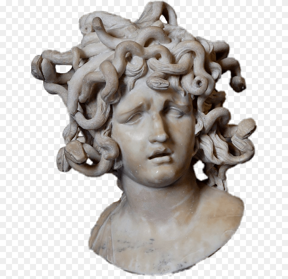 Aesthetic Medusa Statue Hair, Art, Face, Head, Person Png