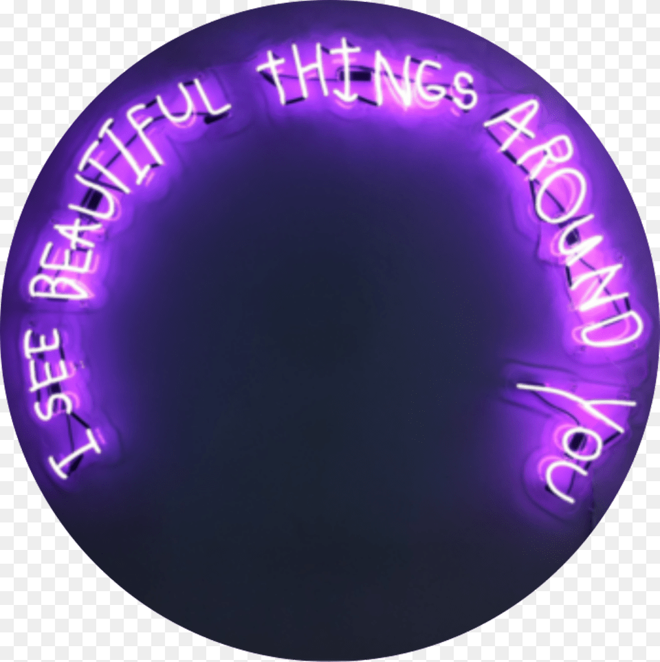 Aesthetic Neon Lights Words, Light, Sphere, Purple, Disk Png Image