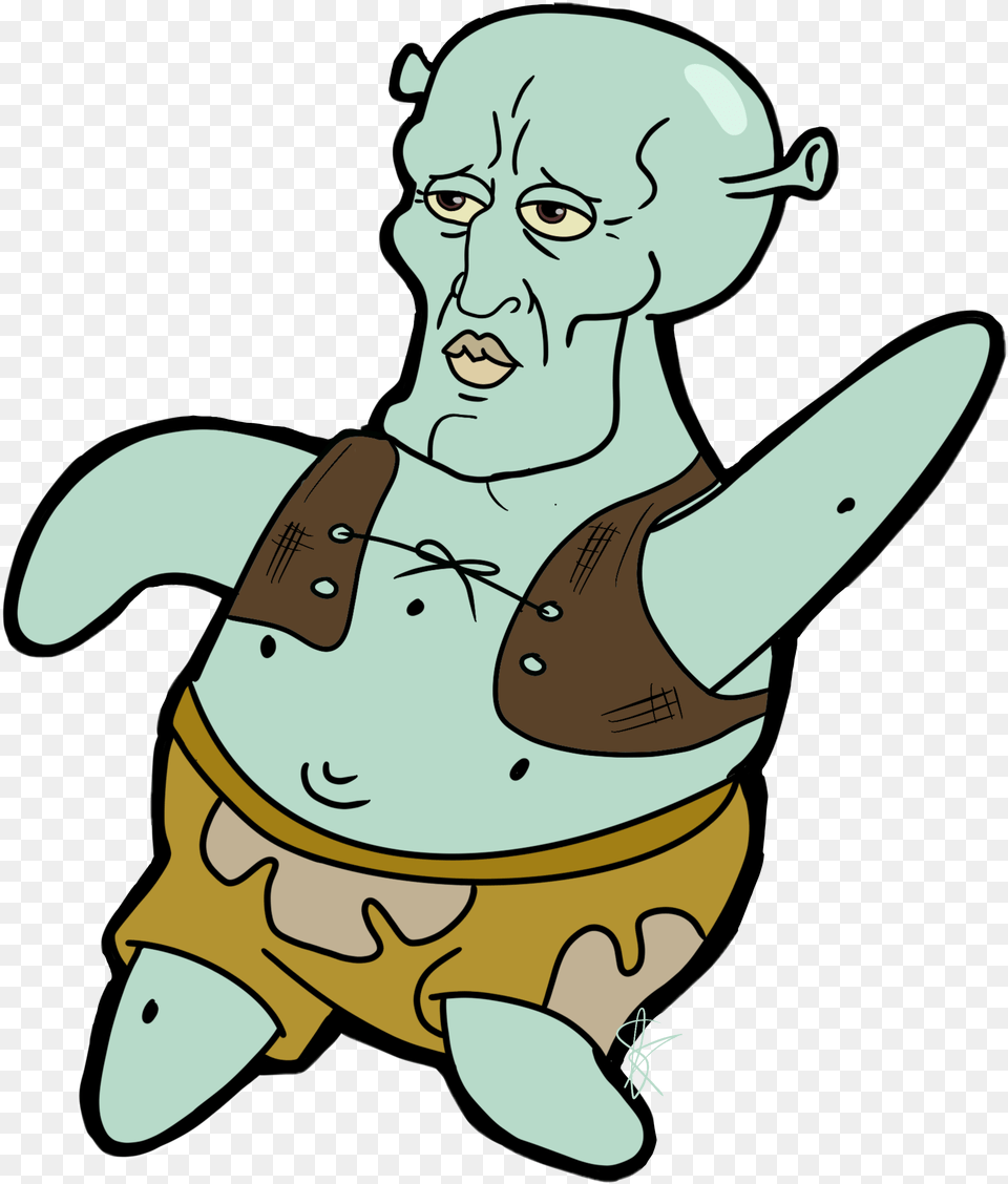 Aesthetic Procreate Art Squidward Handsomesquidward Cartoon, Baby, Person, Face, Head Free Png