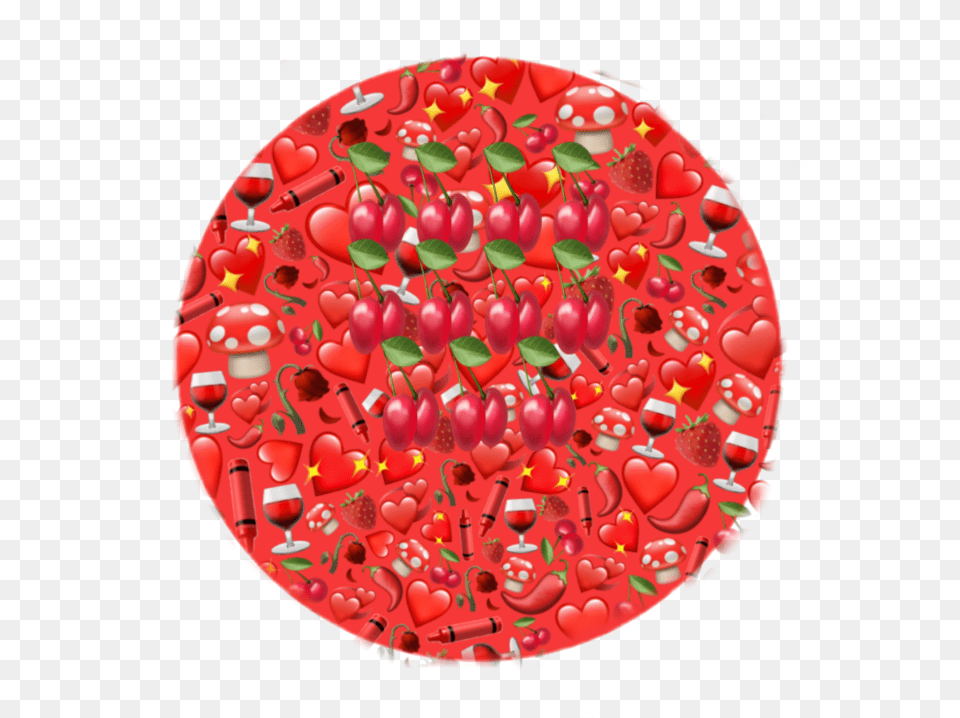 Aesthetic Red Cherry Emoji Circle, Birthday Cake, Cake, Cream, Dessert Free Png Download