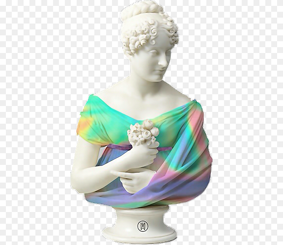 Aesthetic Statue Tumblr Vaporwave Vintage Grunge Vaporwave Statue, Adult, Art, Female, Person Free Png Download