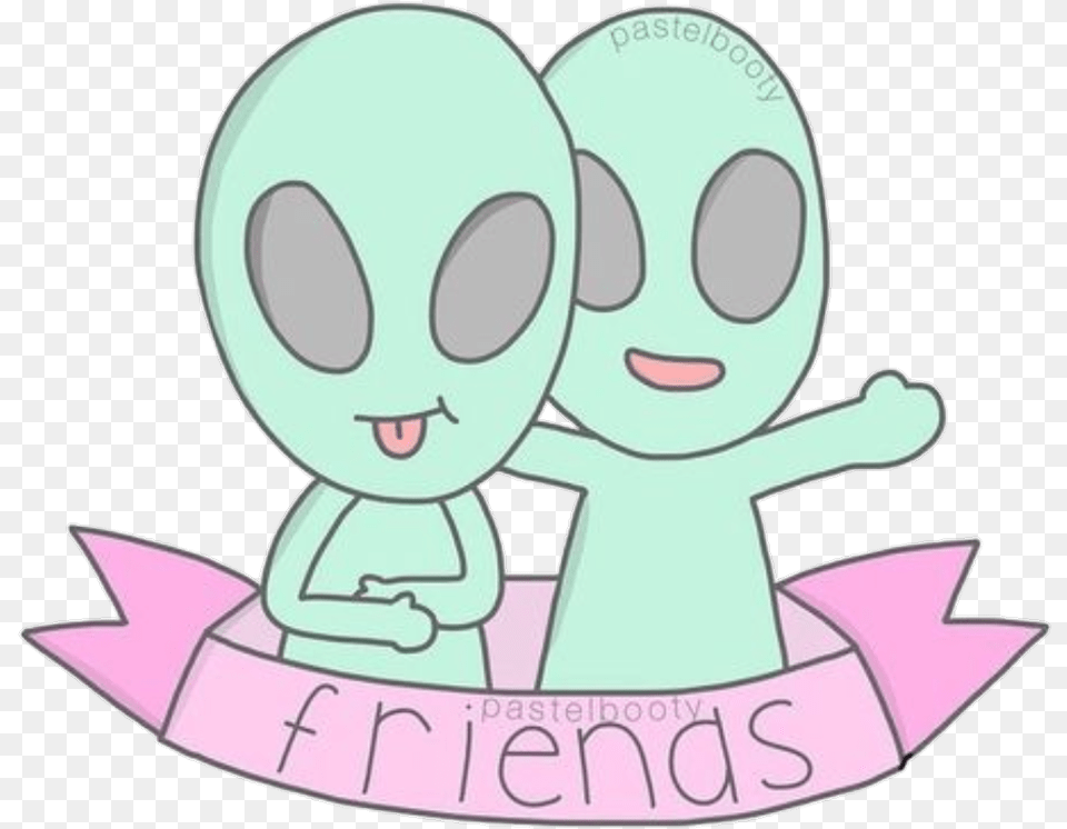 Aesthetic Sticker Friends Bestfriends Alien Cute Marcianos Best Friends, Baby, Person, Face, Head Free Png