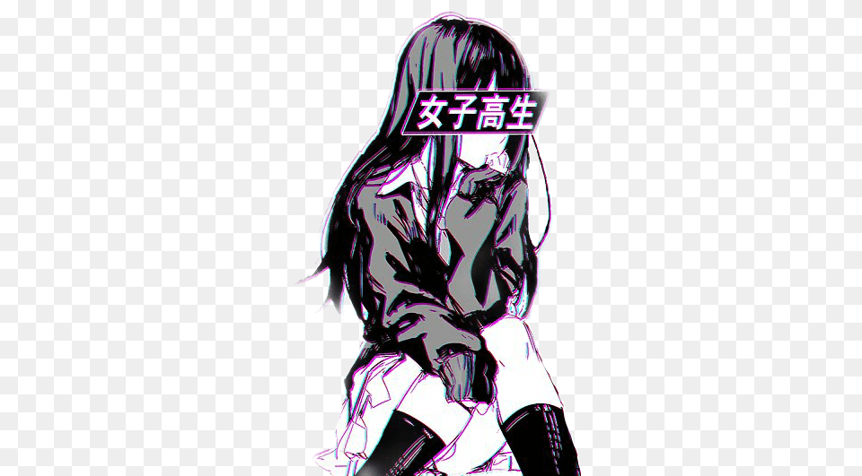 Aesthetic Tumblr Anime Black Novocomtop Iphone 11 Hlle Anime, Book, Comics, Publication, Adult Free Png