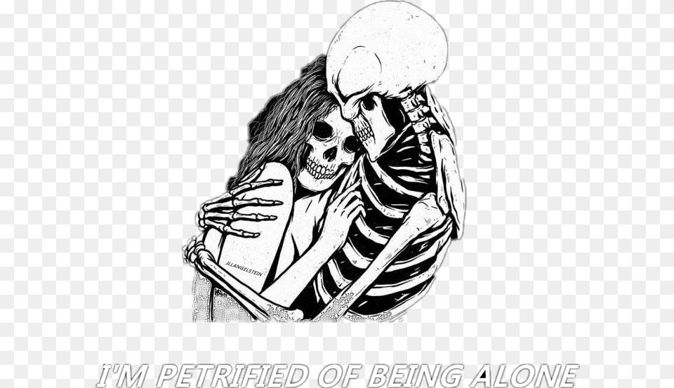 Aesthetic Tumblr Skull Skeleton Bone Bones Black Aesthetic Sad Anime Art, Adult, Male, Man, Person Free Png Download