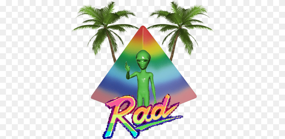Aesthetic Vaporwave Alien Rad Tumblr Overlay Transparent Background Palm Tree, Triangle, Person, Light, Plant Free Png Download