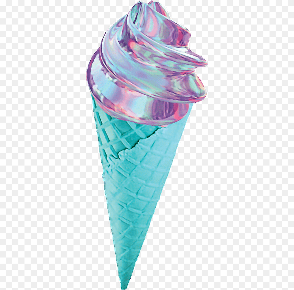 Aesthetic Vaporwave Tumblr Icecream Freetoedit Vaporwave Ice Cream, Dessert, Food, Ice Cream, Cone Free Png Download
