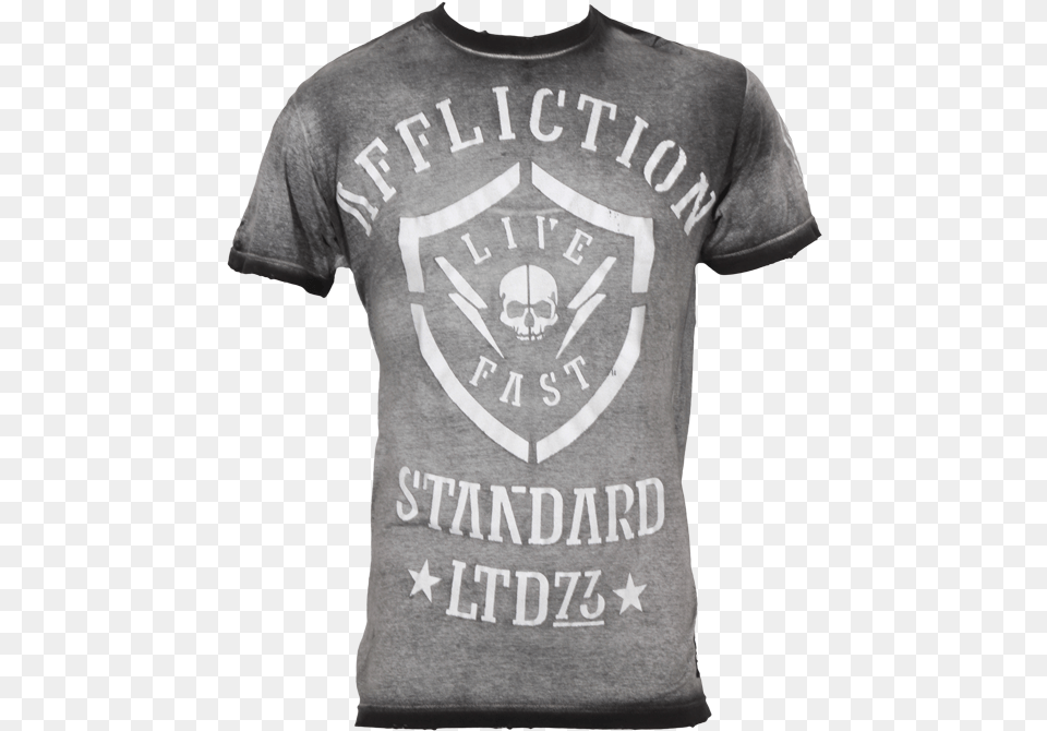 Affliction Stonewall Tee Grey Active Shirt, Clothing, T-shirt Png