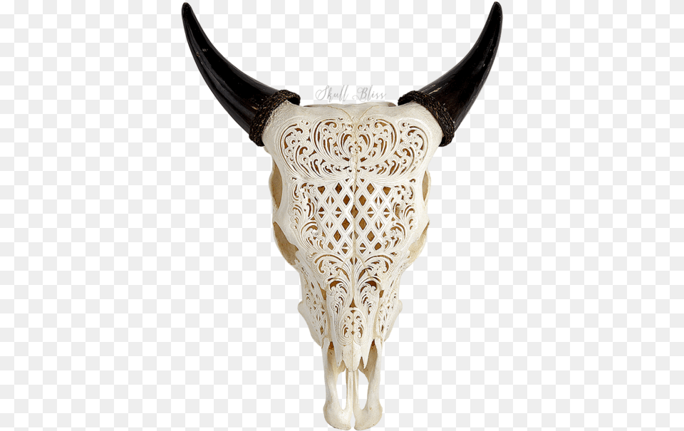Affordable Carved Cow Skull Celtic Flower With Cow Longhorn Skull, Blade, Dagger, Knife, Weapon Free Png