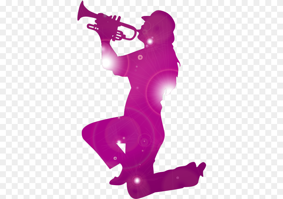 Affordable In Chicago Il Yazz Entertainment Faq Girl Trumpet Player Silhouette, Musical Instrument, Baby, Person, Purple Free Png