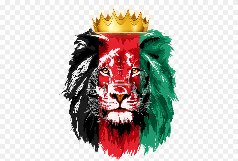 Afghanistan Flag With Lion, Animal, Mammal, Wildlife, Adult Png Image