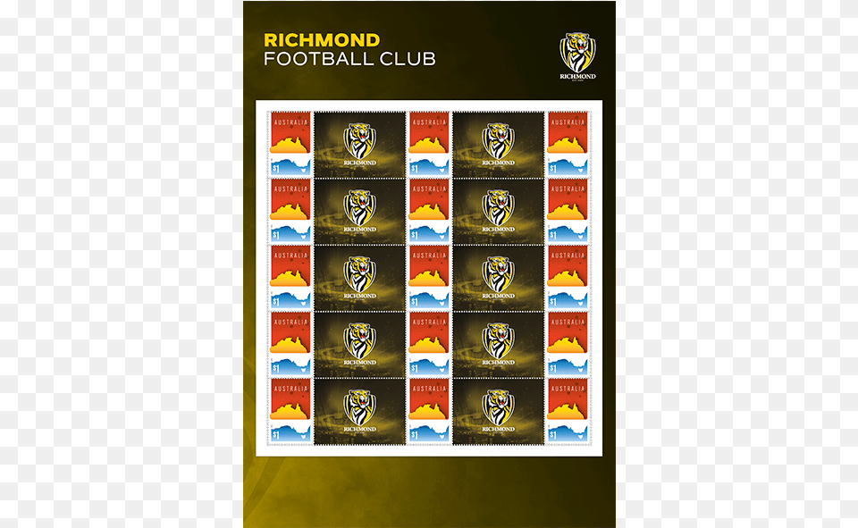 Afl 2019 Richmond Football Club Stamp Pack Product Collingwood Football Club Afl, Advertisement, Poster, Text Free Png Download